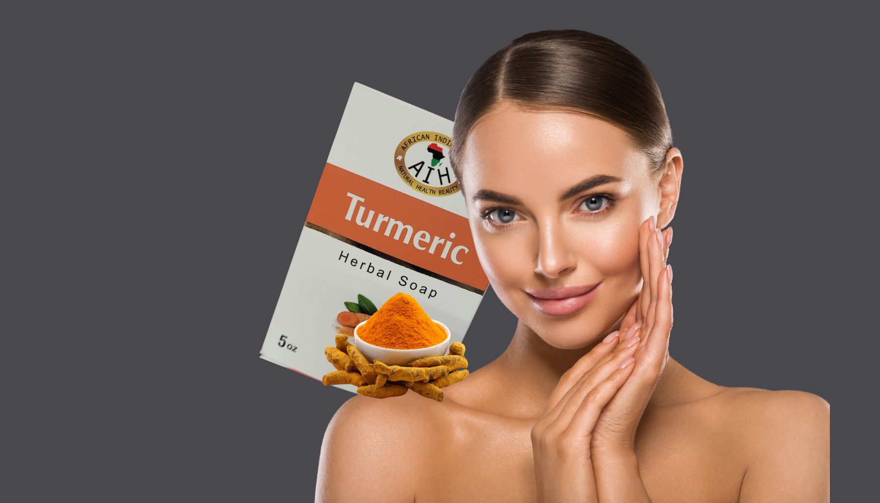 turmeric soap for dark spot removal-organiclifeherbs.com turmeric soap and beautiful face image